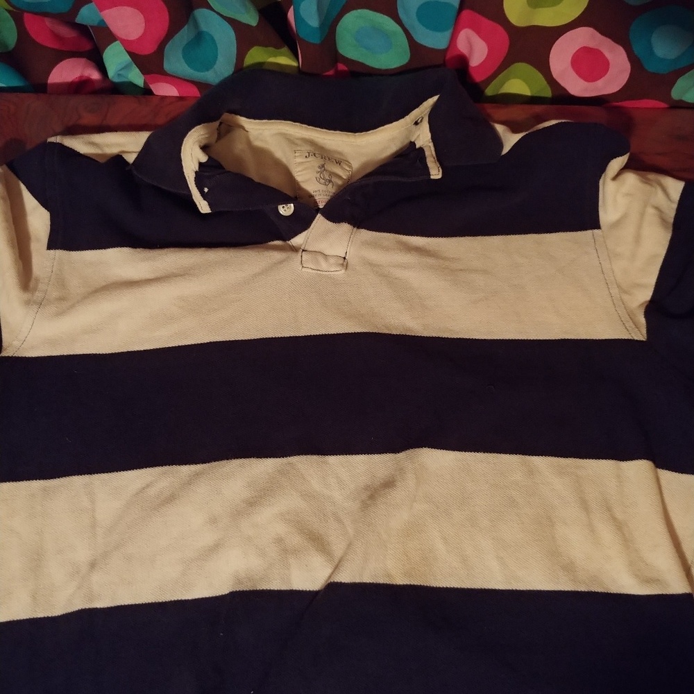 J. Crew Blue and White Polo